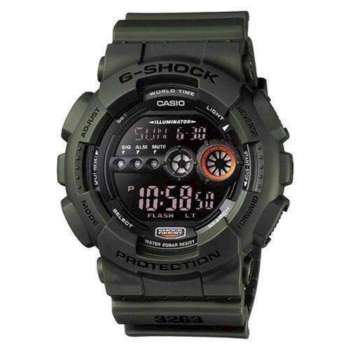 Image of Casio G-Shock army resin med stål quartz multifunktion (3263) Herre ur, model GD-100MS-3ER